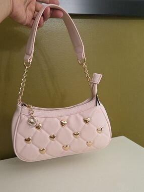 NWT Juicy Couture Pink Quilted Heart Accent Shoulder Bag